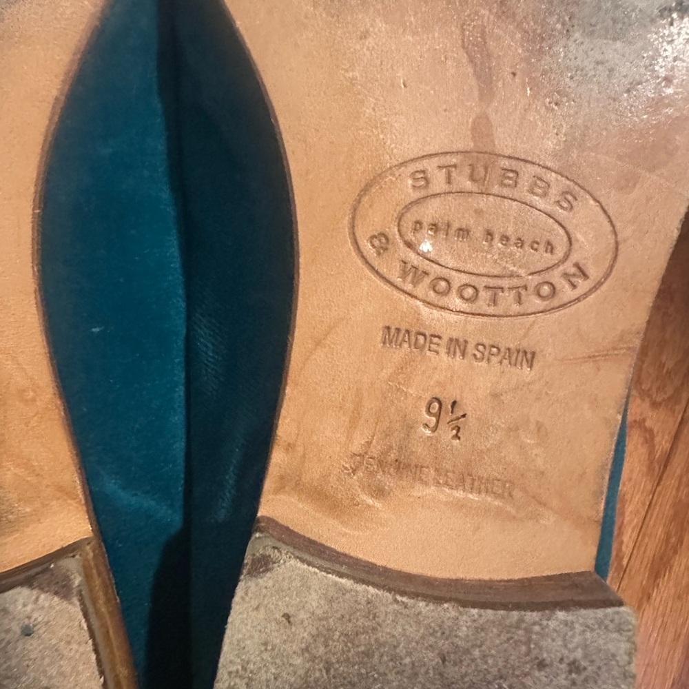 Stubbs & Wootton Crown Loafers - Teal with Orange Trim - Picture 6 of 6